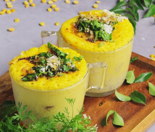Dhokla in a mug after school snack recipes