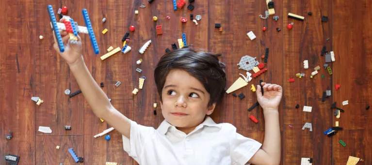 ipad baby kid playing with lego set
