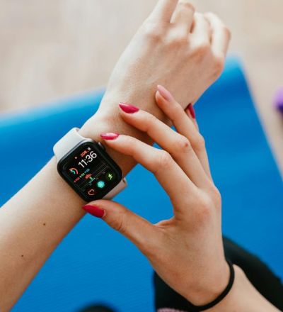 woman wearing a smart watch