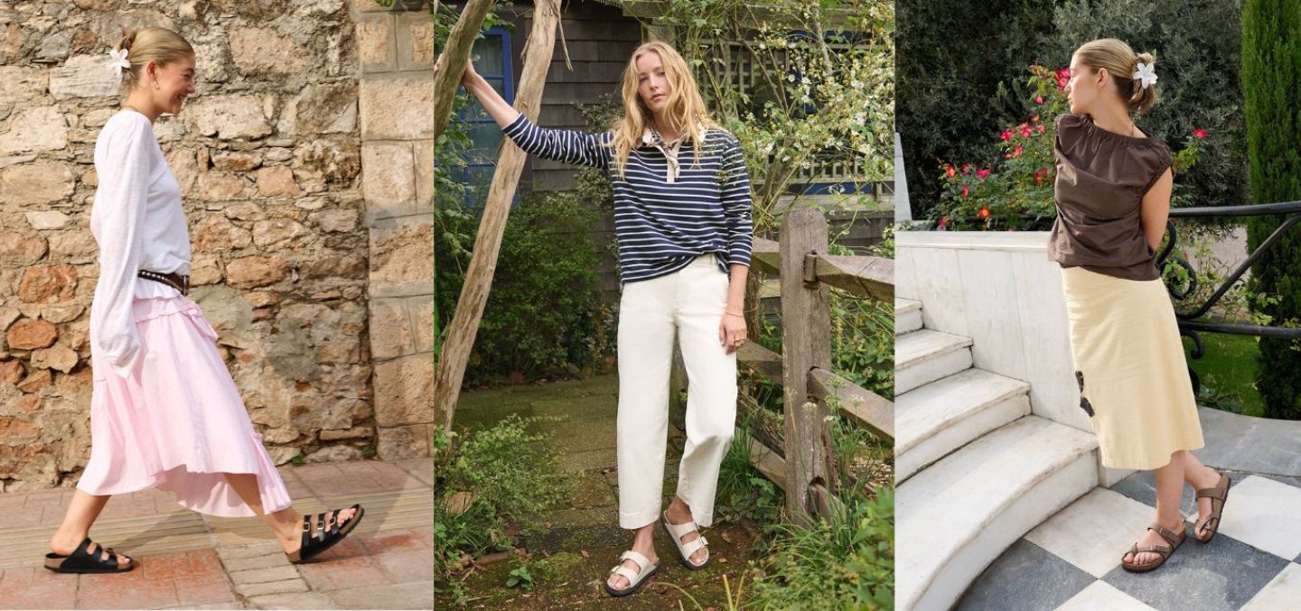 Images of birkenstock footwear for mother's day gifting.