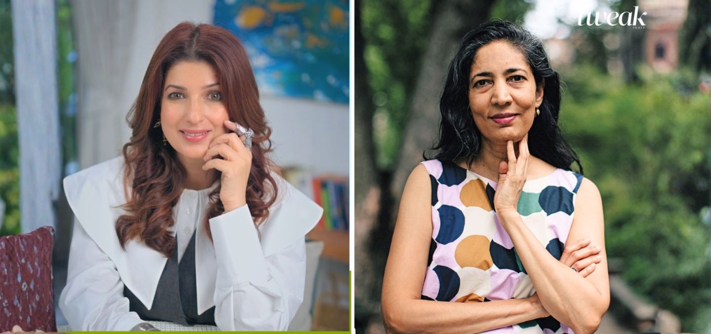 Collage of author Twinkle Khanna and Kiran Desai