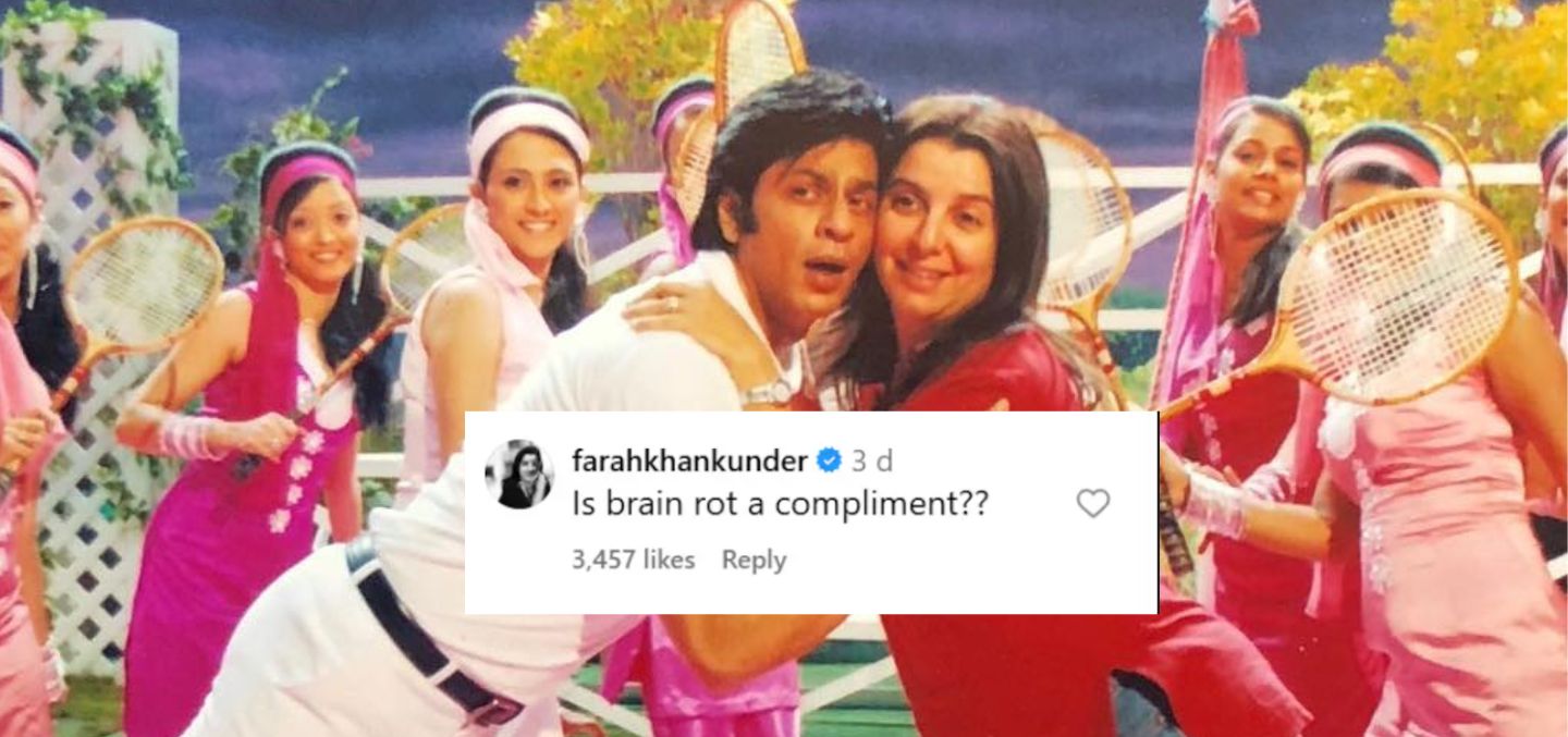 Filmmaker Farah Khan with actor Shah Rukh Khan on a film set.