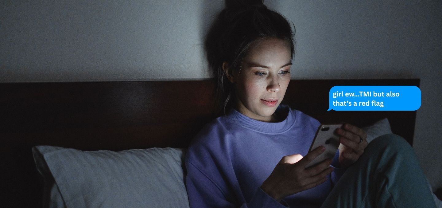 Woman typing on her phone